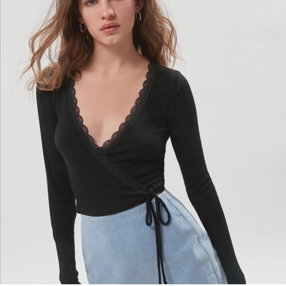 Urban Outfitters Lace Trim Wrap Top